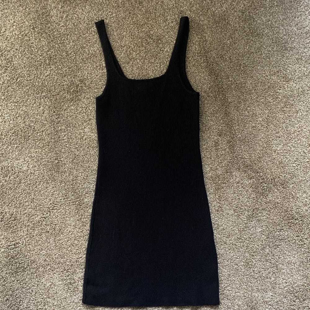 Ribbed Body Con Mini Dress - Black